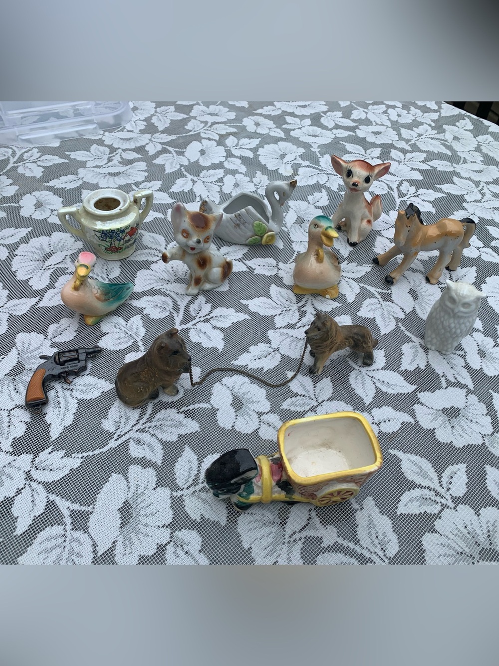 Ceramic Multicolor Small Pet Figurines Vintage